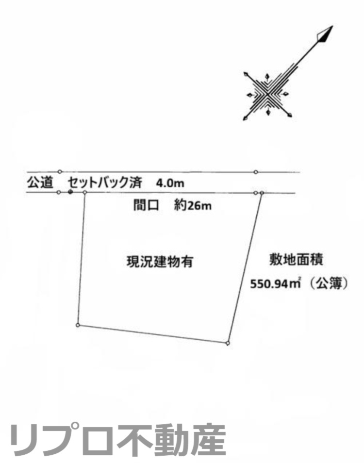 野田市花井の土地図|価格５２４０万円 土地面積５５０.４平米 約１６６.６５坪