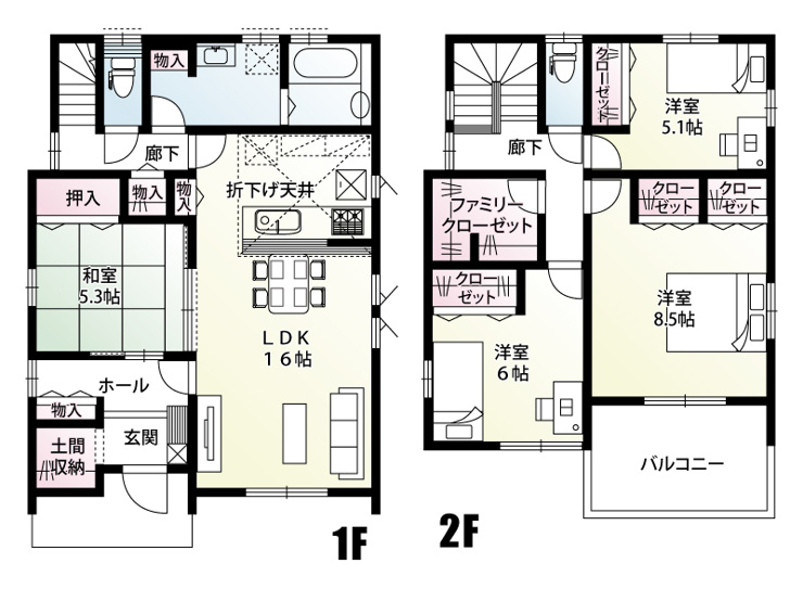 【３号棟　配置図】広めの土間収納にはハンガーパイプ付き。室内に持ち込みたくないアウター類も掛けておけるため、梅雨や花粉時期も安心です♪