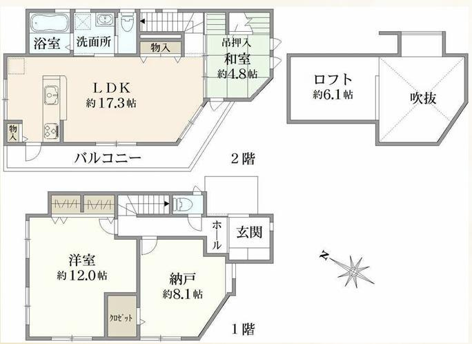 横浜市栄区笠間3丁目戸建の間取り