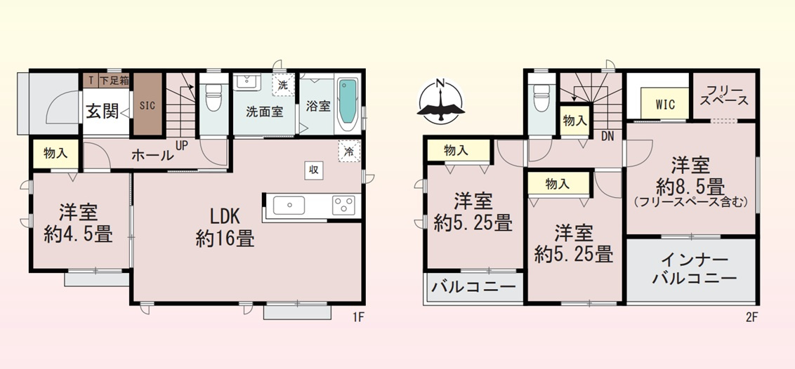 前橋市朝倉町3丁目　　新築住宅全1棟の間取り|■建坪29.30坪　敷地82.03坪　WIC　フリースペース　インナーバルコニー■