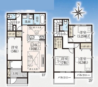 玉村町下新田3期　新築住宅全2棟の間取り|■土地60.97坪　建物31.68坪　SIC　WIC　南面バルコニー■