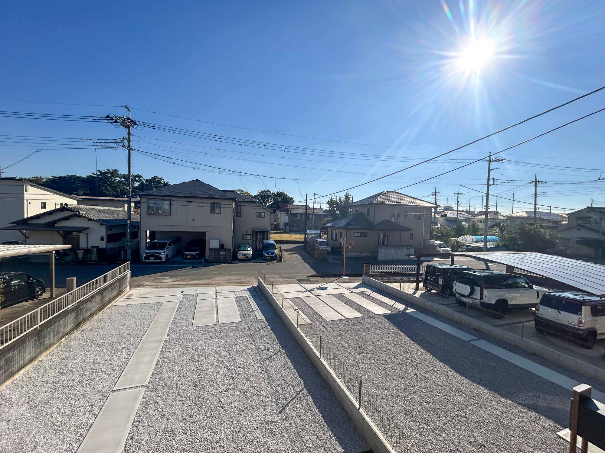 玉村町下新田3期　新築住宅全2棟の展望|隣地との距離が確保されているので開放感のある眺望♪