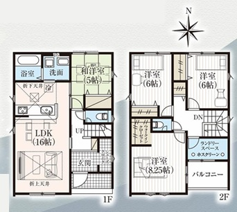 玉村町下新田3期　新築住宅全2棟の間取り|■土地66.79坪　建物33.56坪　SIC　WIC　南面バルコニー■
