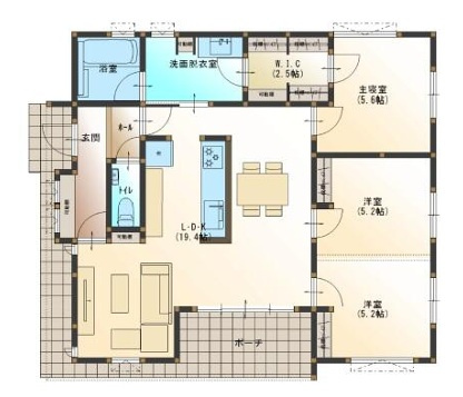 伊勢崎市上諏訪町　新築住宅全1棟の間取り|■土地56.08坪　建物24.09坪　収納豊富　平屋建て■