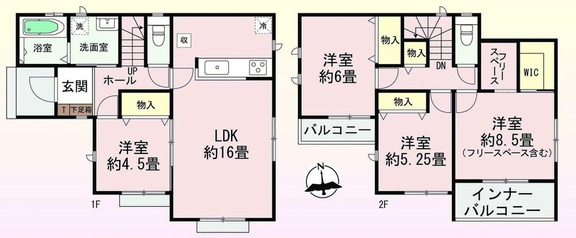 高崎市中豊岡町　新築住宅全1棟の間取り|■建物31.06坪　WIC　フリースペース　インナーバルコニー■