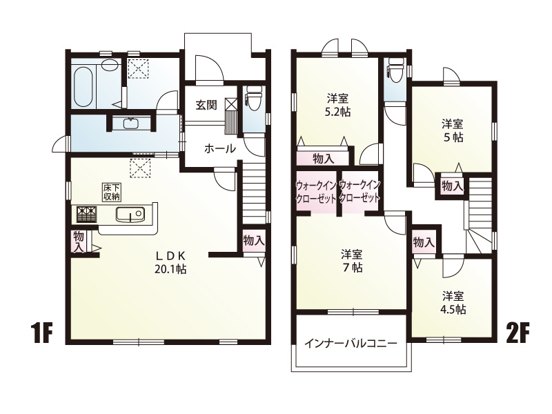 3号棟　建物面積：107.65㎡（32.56坪）
　　  　土地面積：206.08㎡（62.33坪）