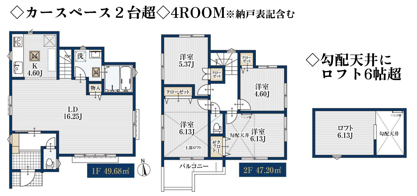 横浜市鶴見区東寺尾１丁目 新築戸建て【仲介手数料無料】カースペース2台の間取り