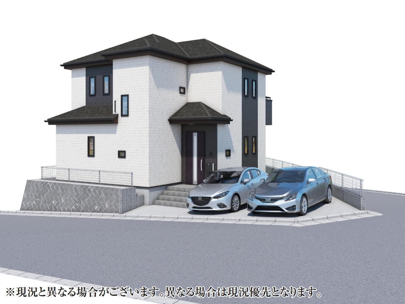 横浜市戸塚区原宿１丁目 新築戸建て【仲介手数料無料】カースペース2台の外観パース