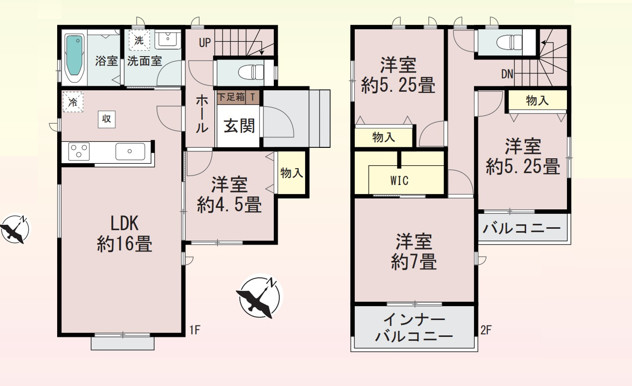 前橋市山王町1丁目　　新築住宅全1棟の間取り|◇土地45.22坪　建物28.92坪　WIC　収納豊富　インナーバルコニー◇