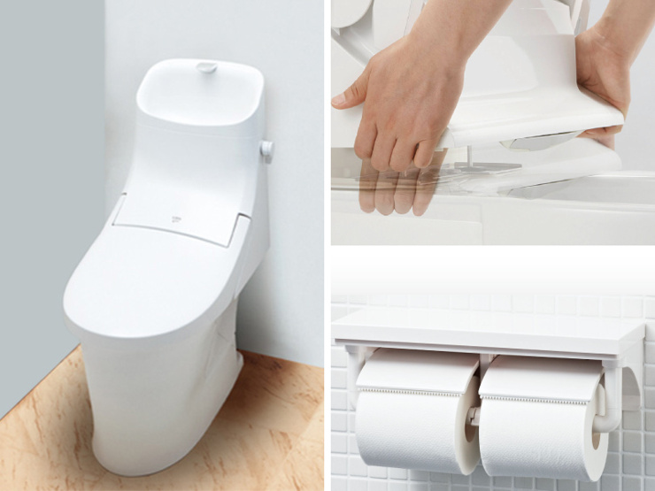 【トイレ（ベーシアシャワー - LIXIL）】
■オート洗浄と壁リモコンつきで、使いやすいシャワートイレ。お掃除リフトアップ機能やフチレス形状でお掃除しやすく、エコロジーな超節水タイプ。
