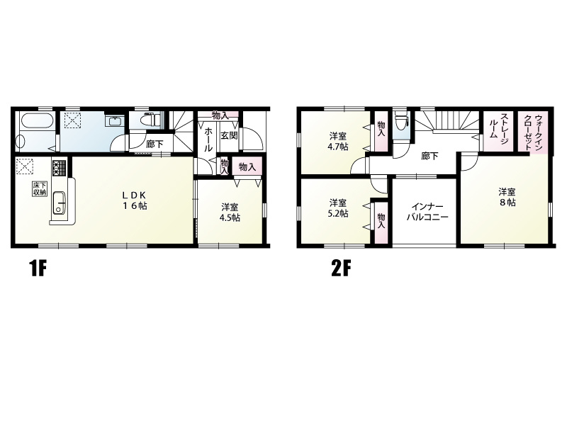 久喜市葛梅1丁目（全3棟）2号棟　間取図