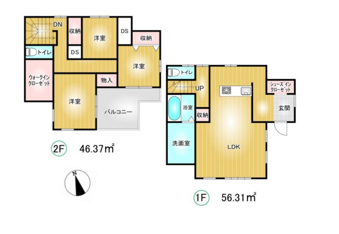 伊勢崎市戸谷塚町　中古住宅の間取り|◇土地84.58坪　建物31.06坪　SIC　WIC　広々バルコニー◇