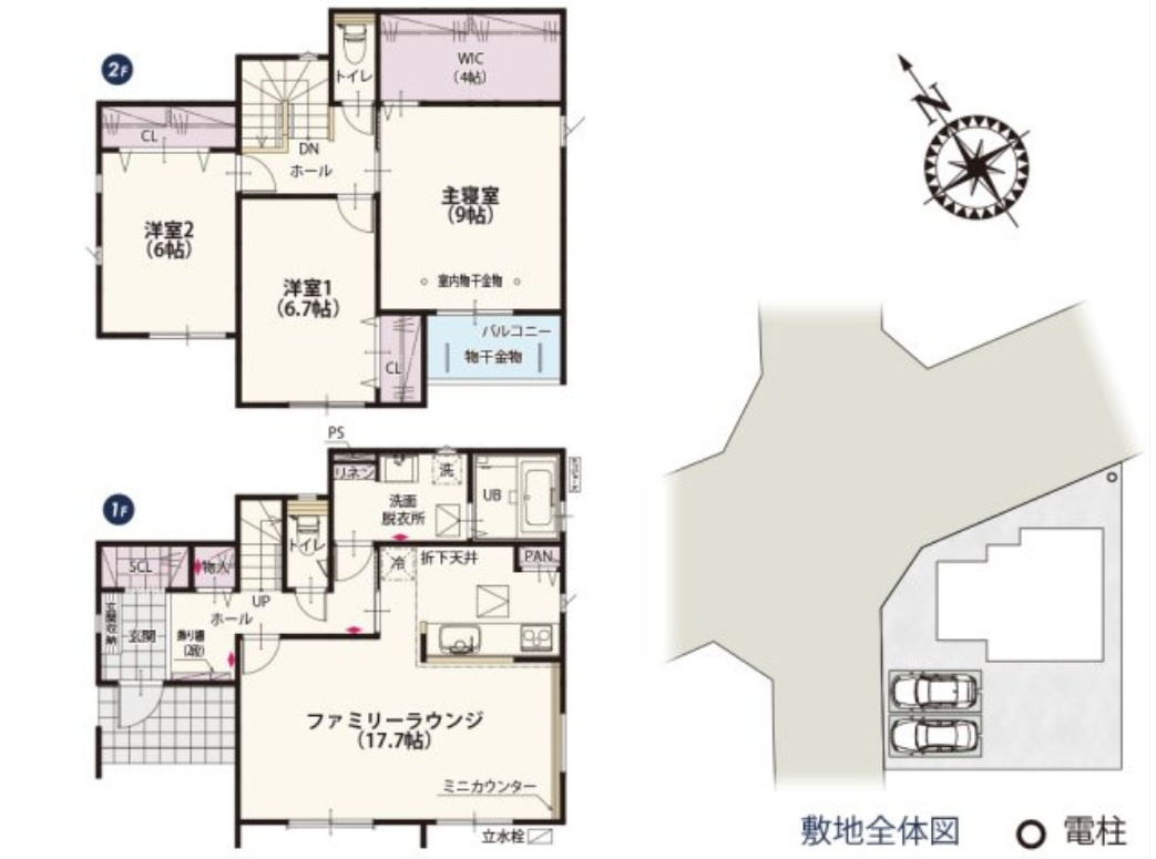 高崎市片岡町第10期　新築住宅全6棟の間取り|■土地54.77坪　建物32.43坪　パントリー　WIC　バルコニー■