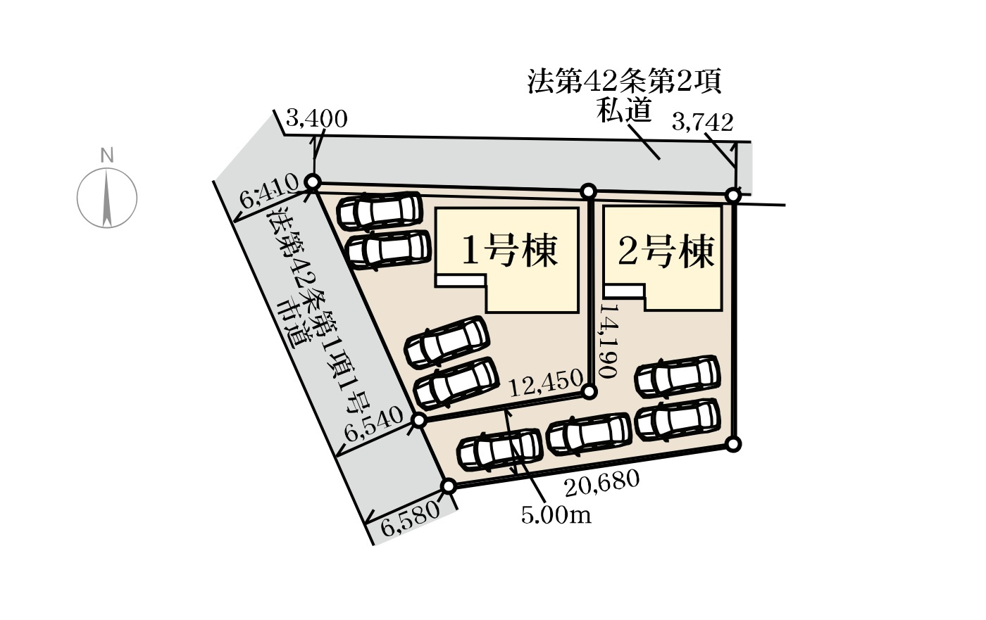 高崎市京目町　新築住宅全2棟の区画図|「初めまして！」が集まる分譲地。たくさんの子供たちが年齢を問わずに、仲良く一緒に成長できるのは大型分譲地の特徴ですね。