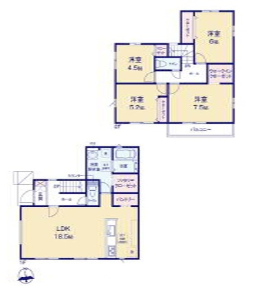 前橋市北代田町2期　新築住宅全3棟の間取り|■2号棟　土地40.43坪　建物31.55坪　パントリー　WIC　バルコニー■