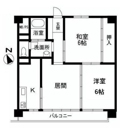 チェリーハイツの間取り|南向きバルコニーの３LDKとなります♪