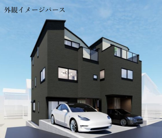 横浜市旭区二俣川2丁目 新築戸建て【仲介手数料無料】の外観パース