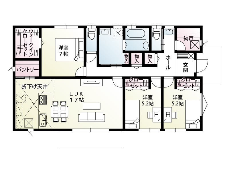 【２号棟：間取り図】高崎市引間町「全２区画」２号棟 3LDK+S
