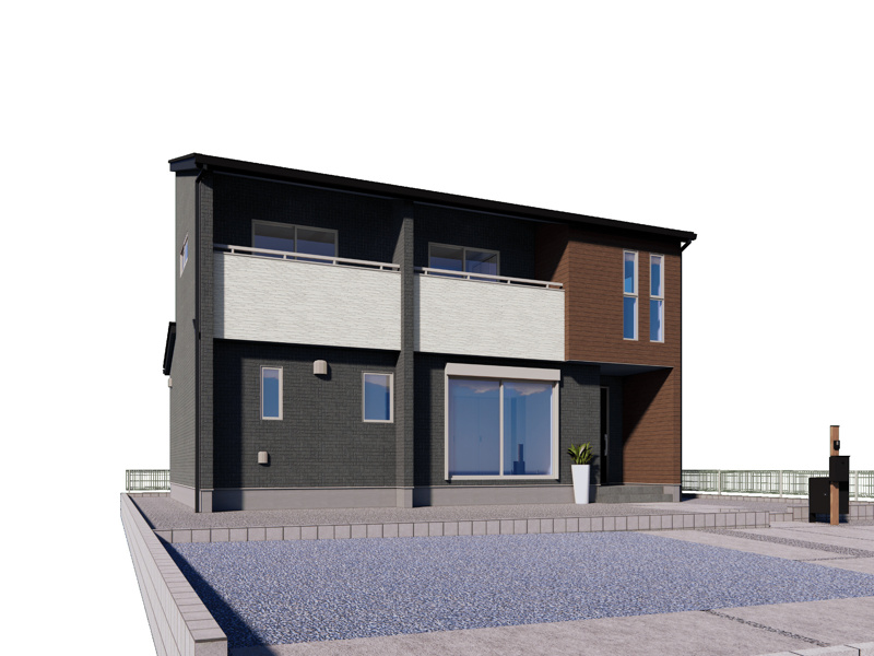 【西小保方町　2号棟　建物外観イメージパース】