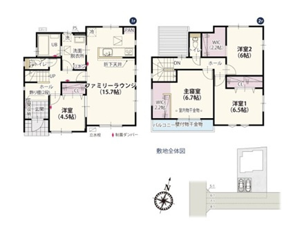 前橋市下小出町第5期　新築住宅全8棟の間取り|■土地51.44坪　建物32.31坪　パントリー　WIC　ワイドバルコニー■