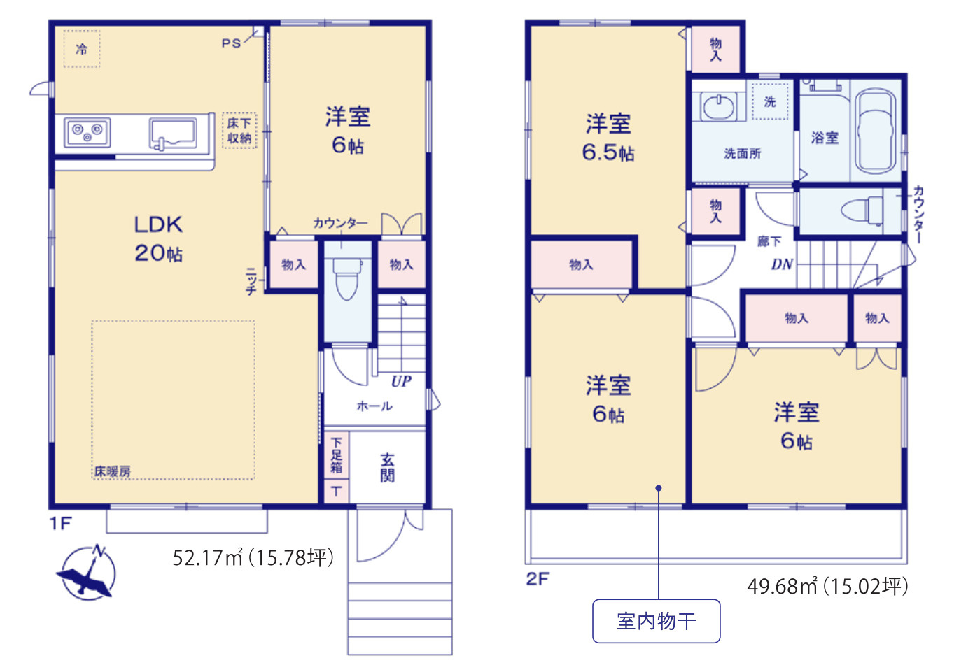 横浜市金沢区柳町 新築戸建て【仲介手数料無料】カースペース2台の間取り