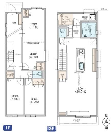 茅ケ崎市浜竹４丁目４３２３－４新築戸建ての間取り