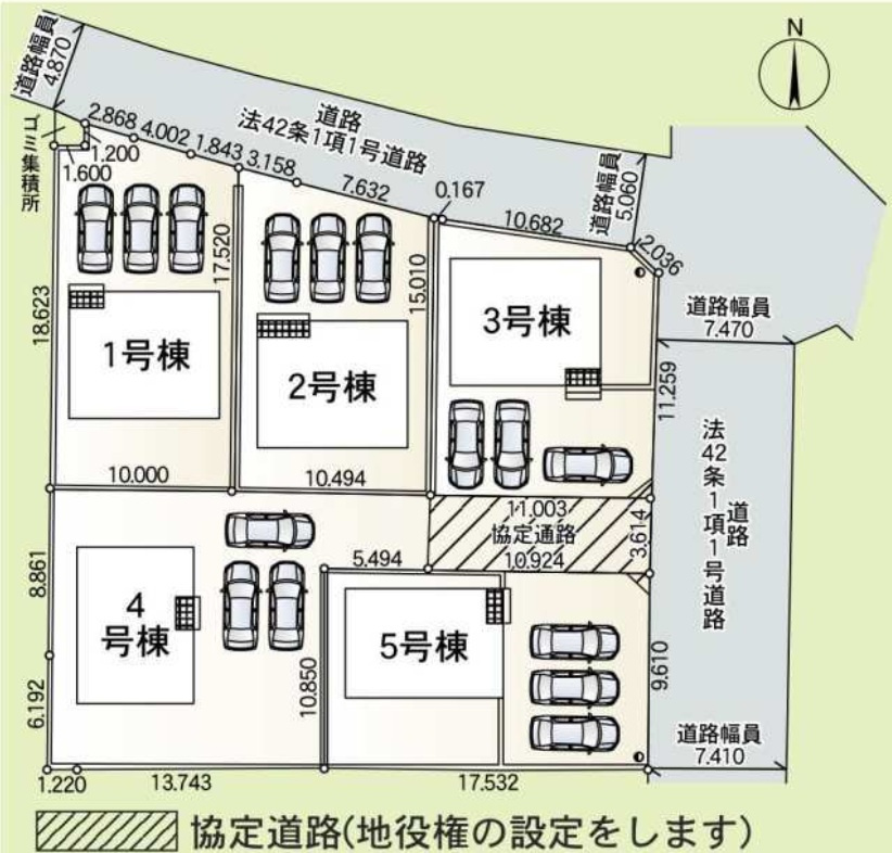 伊勢崎市小泉町第3　新築住宅全5棟の区画図|「初めまして！」が集まる分譲地。たくさんの子供たちが年齢を問わずに、仲良く一緒に成長できるのは分譲地の特徴ですね。