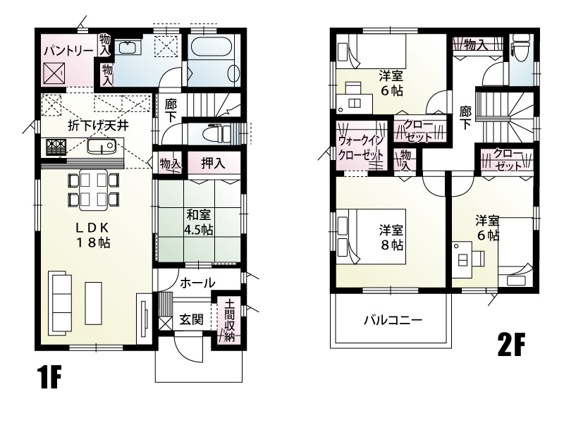 【４号棟　間取図】大容量パントリーやリネン庫、ウォークインクローゼット付きの収納豊富な間取りです！