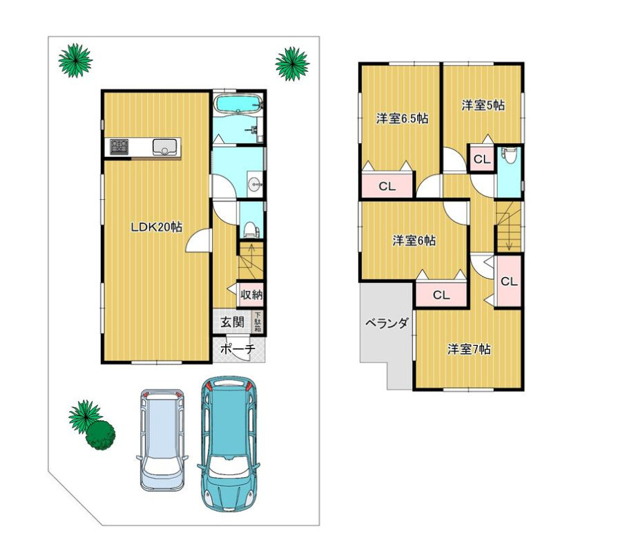 横浜市青葉区田奈町 中古戸建て【仲介手数料無料】カースペース2台の間取り