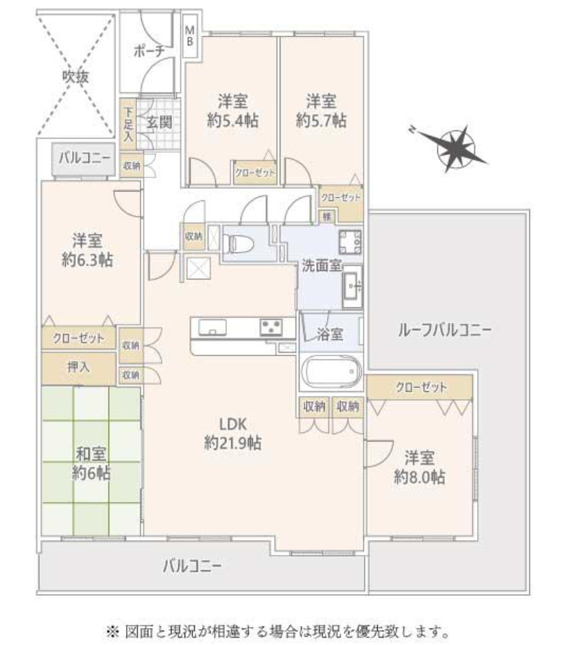 エステガーデンセンター北サウススクエア【仲介手数料無料】ルーフバルコニーの間取り