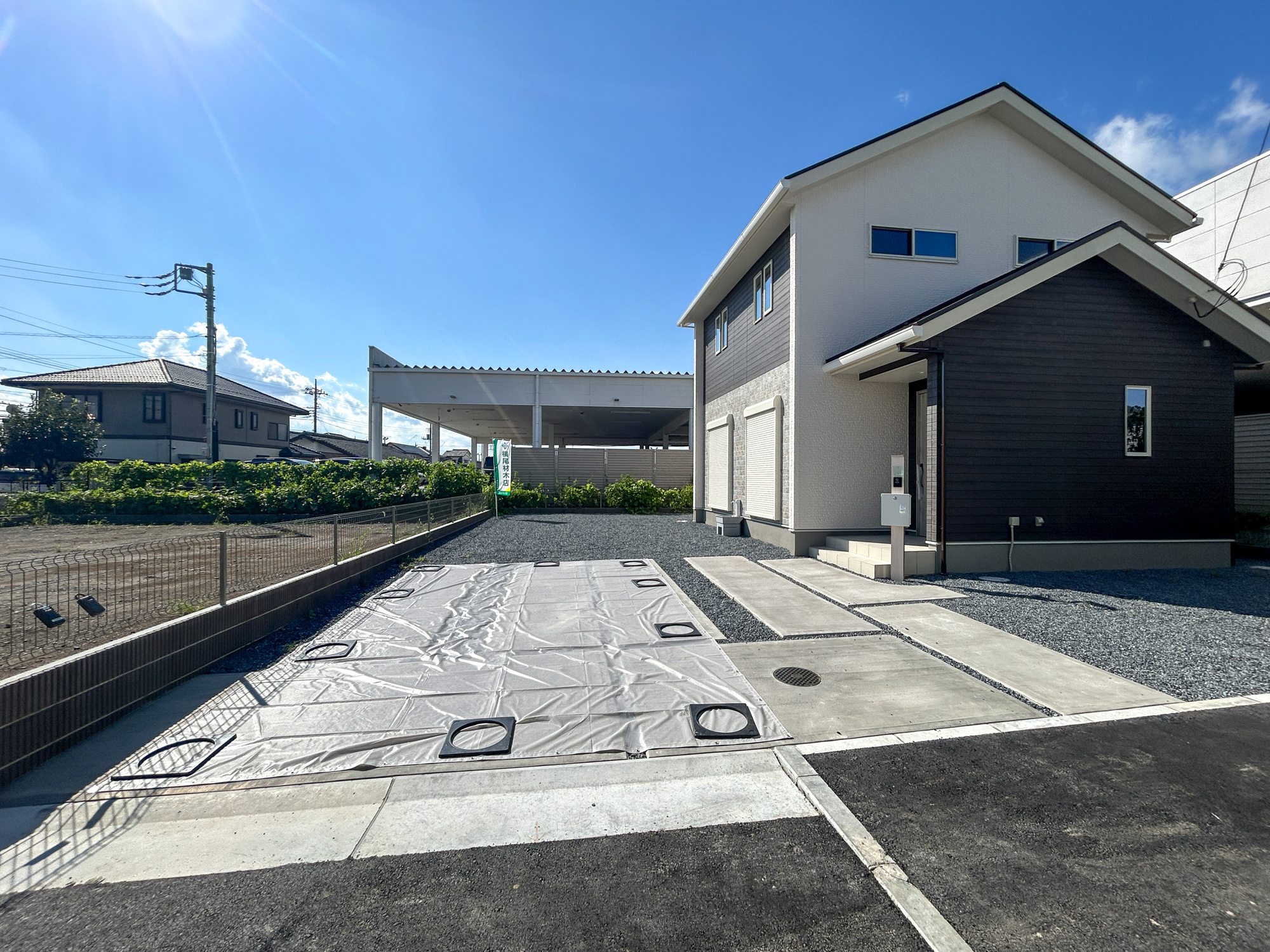 前橋市下新田町第9　新築住宅全5棟の駐車場|車庫土間施工、駐車3台可能です(^^♪