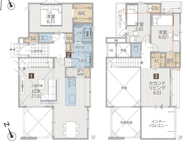 横浜市旭区中沢3丁目 新築戸建て【仲介手数料無料】カースペース2台の間取り