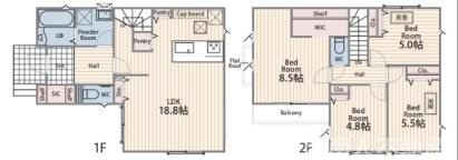 茅ヶ崎市共恵1丁目　新築戸建て　全3棟の間取り