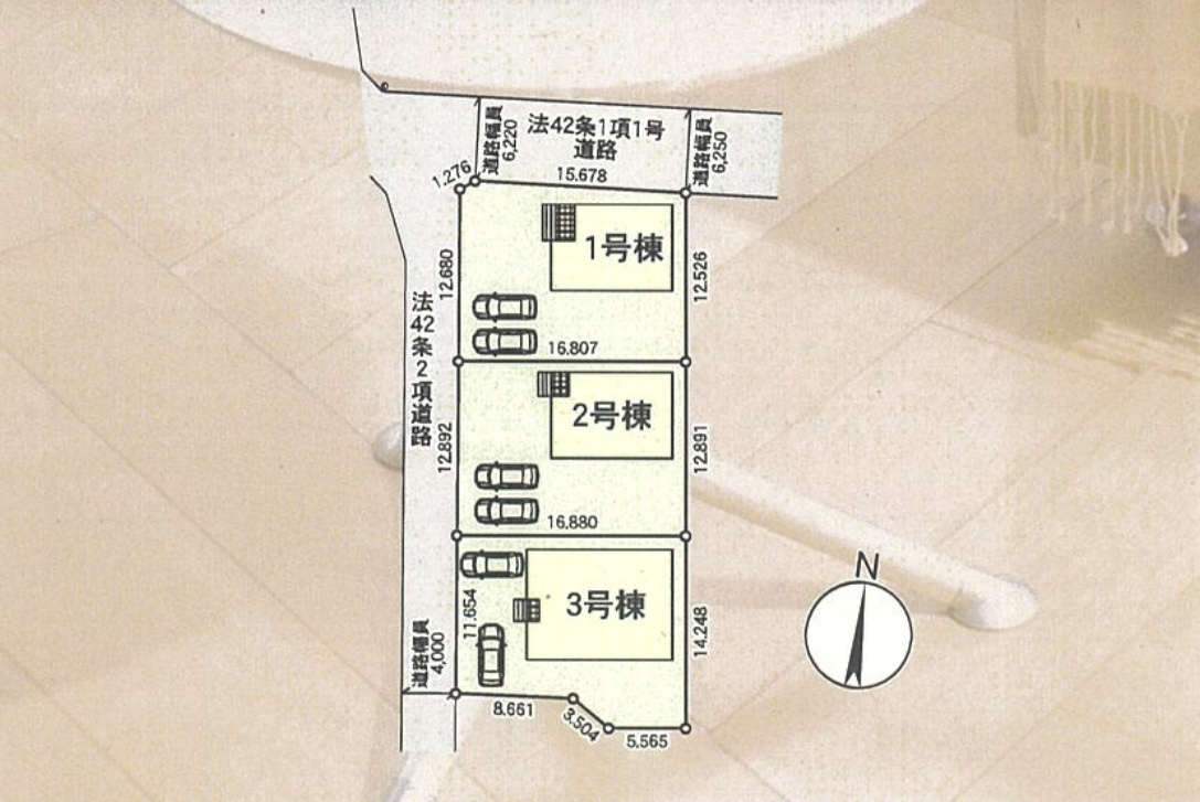 前橋市公田町第1　新築住宅全3棟の区画図