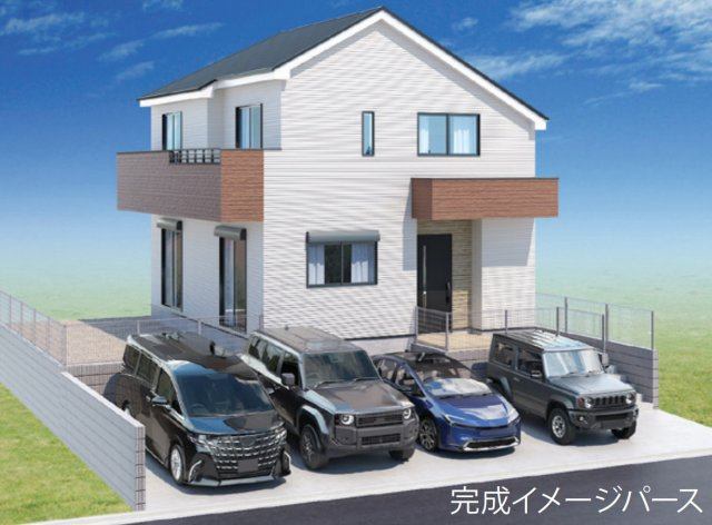 横浜市金沢区釜利谷東４丁目 新築戸建て【仲介手数料無料】カースペース4台の外観パース