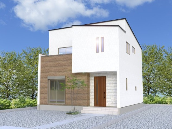 前橋市朝倉町第3期　新築住宅全2棟の外観パース|流行に左右されないシンプルなデザインは、飽きにくく長く愛されます。