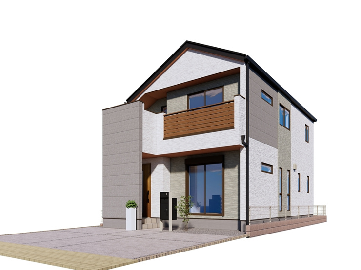 【13号棟　外観イメージ】
土地面積120.72㎡（36.51坪）・建物面積96.05㎡（29.05坪）
