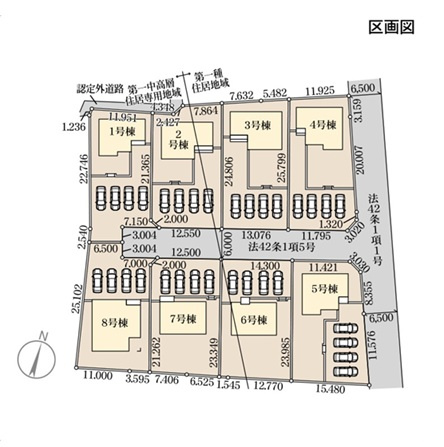 第18渋川金井　新築住宅全8棟の区画図|「初めまして！」が集まる分譲地。たくさんの子供たちが年齢を問わずに、仲良く一緒に成長できるのは分譲地の特徴ですね。