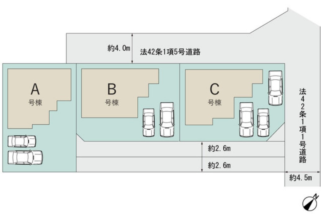 ハートフルタウン　駿河区登呂6丁目26番　～全3棟～　の区画図|●区画図●
駐車2台可能で前面道路も広く駐車もらくらくスムズ♪