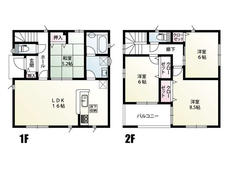 土浦市中村南　1号棟　間取図
