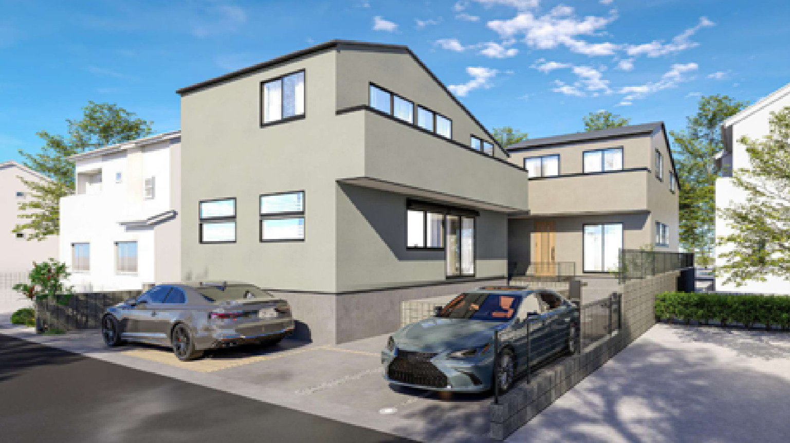 横浜市青葉区美しが丘西2丁目 新築戸建て【仲介手数料無料】カースペース2台の外観パース