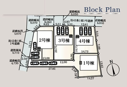 前橋市富士見町時沢第11　新築住宅全4棟の区画図|「初めまして！」が集まる分譲地。たくさんの子供たちが年齢を問わずに、仲良く一緒に成長できるのは分譲地の特徴ですね。