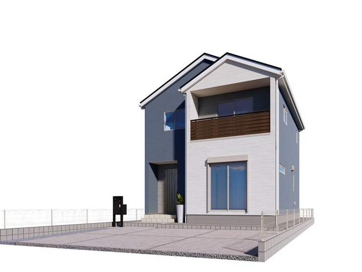 【坂戸市片柳2号棟 完成イメージ】落ち着いたシンプルな外観です。外構と合わせやすく飽きのこないお家です。