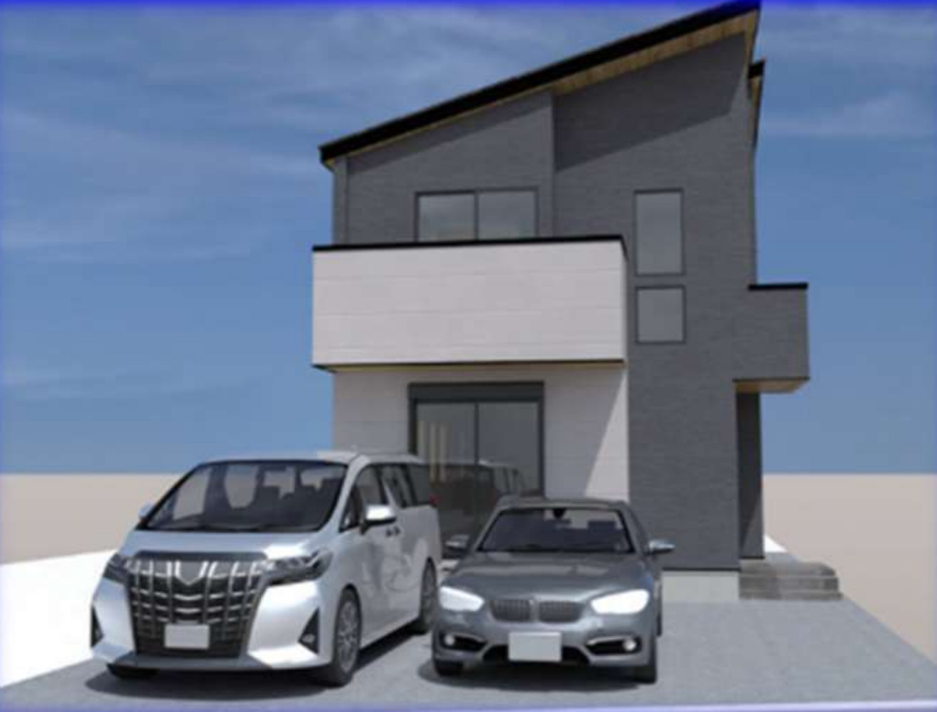 横浜市瀬谷区東野台 新築戸建て【仲介手数料無料】カースペース2台の外観パース