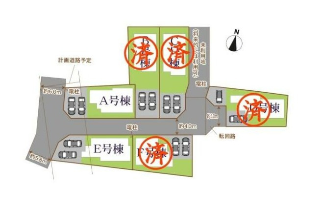 ハートフルタウン　沼津中沢田Iの区画図|駐車2台可能で前面道路も広く駐車もらくらくスムーズ♪