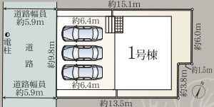 クレイドルガーデン　駿河区広野第10　　全1棟の区画図|区画図
駐車３台可能で前面道路も広く駐車もらくらくスムーズ♪