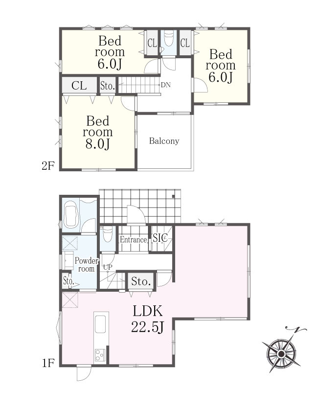 ◆土地200m2以上◆カースペース２台～上依知　新築分譲～全2棟の間取り|1号棟
間取：3LDK　土地面積：278.27m2　建物面積：102.26m2
