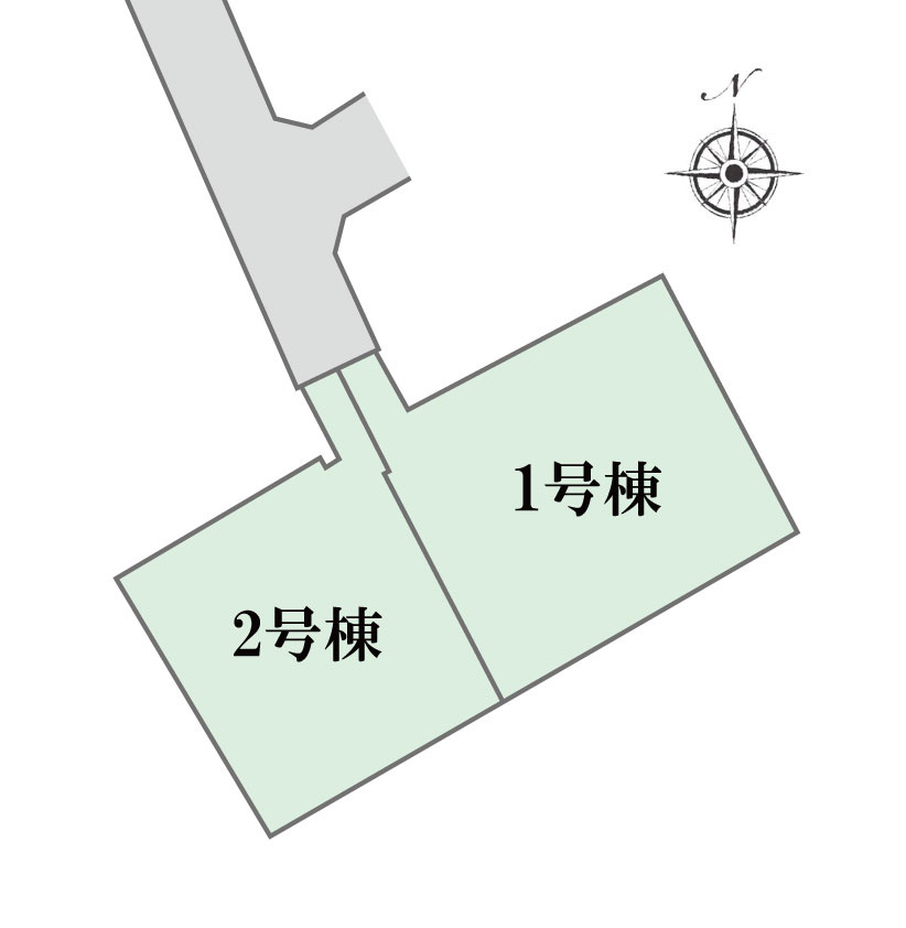 ◆土地200m2以上◆カースペース２台～上依知　新築分譲～全2棟の区画図