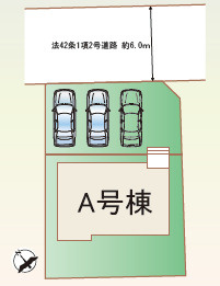 宇都宮市御幸ヶ原町126番　新築住宅全１棟の区画図|前面道路は幅６ｍで車の出し入れ楽々！ドラッグストア徒歩５分、スーパー徒歩８分で買い物に便利♪