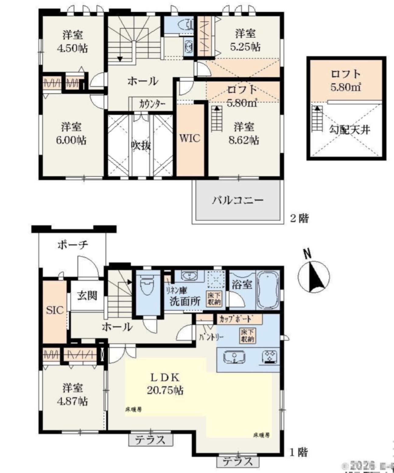 横浜市青葉区あざみ野2丁目　新築戸建【仲介手数料無料】カースペース2台の間取り